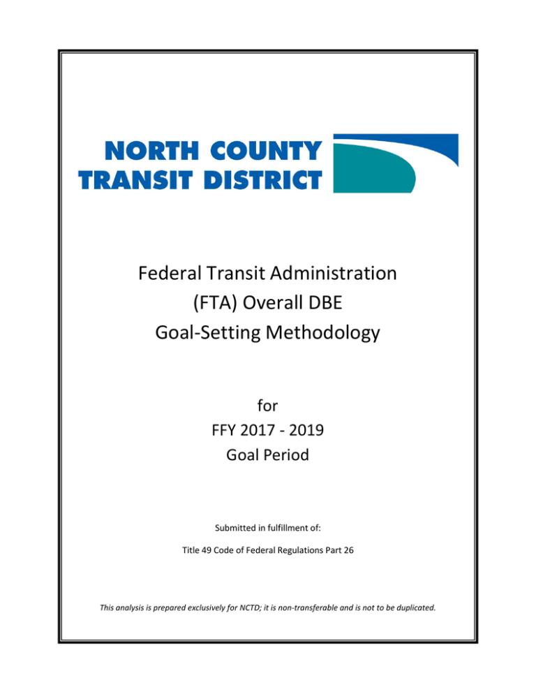 Federal Transit Administration (FTA) Overall DBE Goal