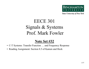 Notes #32 CT Frequency Response and Bode Plots