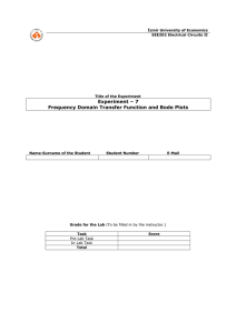 Experiment – 7 Frequency Domain Transfer Function and Bode Plots