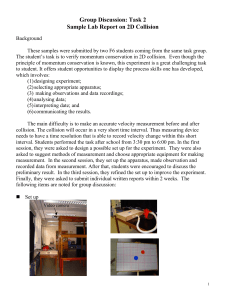 Task 2 Sample Lab Report on 2D Collision