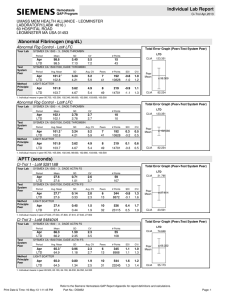 Individual Lab Report Abnormal Fibrinogen (mg/dL) APTT (seconds)