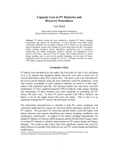 C22 Capacity loss in PV batteries and recovery procedures