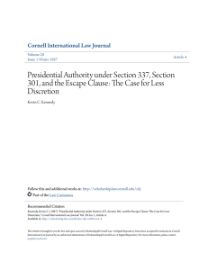 Presidential Authority under Section 337, Section 301, and the