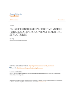 packet error rate predictive model for sensor radios on