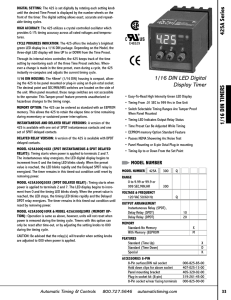 1/16 DIN TIMERS 425A Series