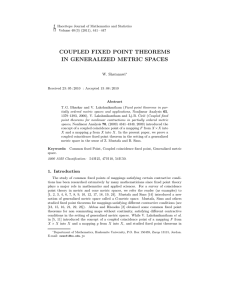 coupled fixed point theorems in generalized metric spaces