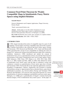 Common Fixed Point Theorem for Weakly Compatible Maps in