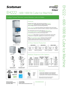 EH 222 – 600-1000 lb Cube Ice M achine