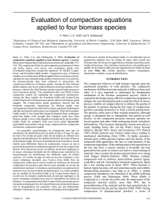 Evaluation of compaction equations applied to four biomass species