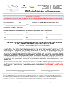 2015 Boating Ontario Mooring/Licence Agreement