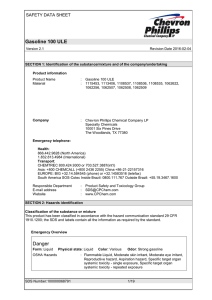 Gasoline 100 ULE Danger - Chevron Phillips Chemical