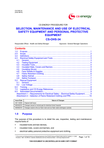 selection, maintenance and use of electrical safety equipment and