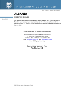 “Tax Policy, Evasion, and Informality in Albania,” IMF Country report