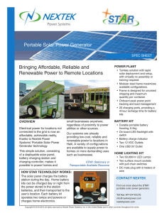 Portable Solar Power Generator Spec Sheet