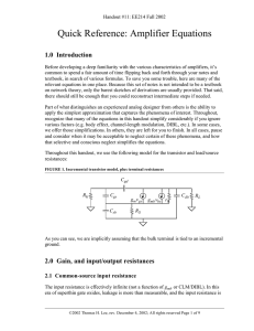 Quick Reference: Amplifier Equations