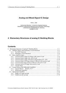 Analog and Mixed-Signal IC Design 4 Elementary Structures of