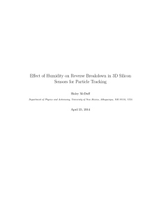 Effect of Humidity on Reverse Breakdown in 3D Silicon Sensors for