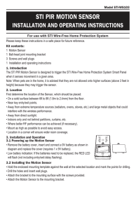 Manual for PIR Motion Sensor for the Wireless