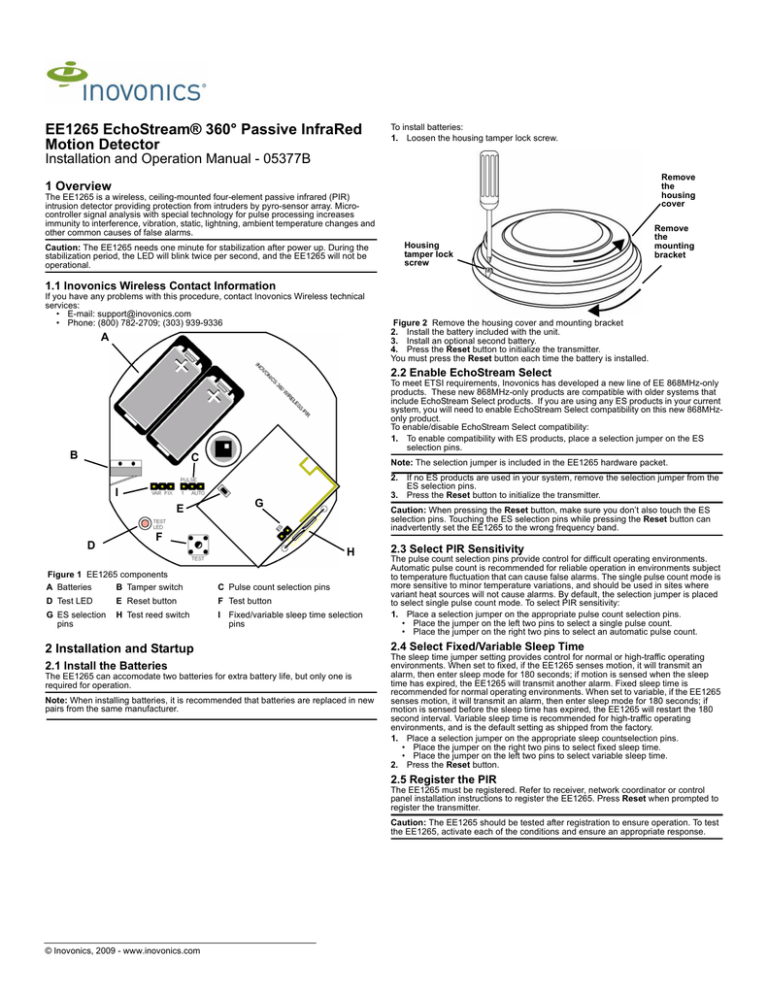 Ee1265 Echostream® 360° Passive Infrared Motion Detector 6319