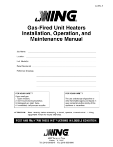 Gas-Fired Unit Heaters Installation, Operation, and Maintenance