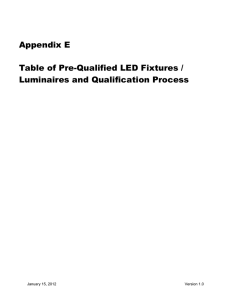 Table of Pre-Qualified LED Fixtures/Luminaires and Qualification