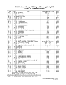 BISC 220 (General Biology: Cell Biology and Physiology), Spring