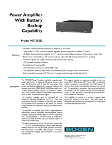 MT250D Spec - Power Amplifier w/ Battery Backup