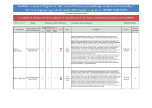 Course offer to exchange students