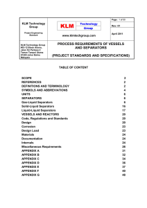 628. Engineering Standards for Vessels and Separator System