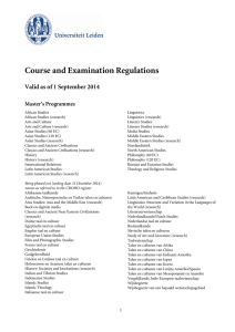 Course and Examination Regulations Valid as of 1 September 2014