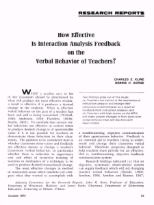 on the Verbal Behavior of Teachers?