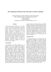 The Certification of Software Tools with respect to Software Standards