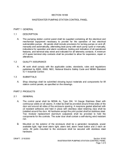 Wastewater Pumping Station Control Panel