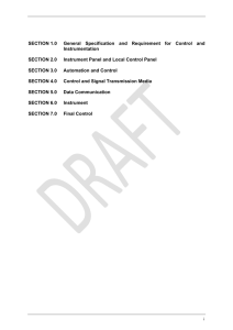 Technical Specification Control and Instrumentation Product