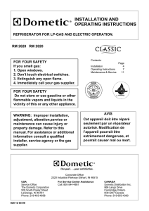 RM2620/RM2820 Installation and Operating Instructions