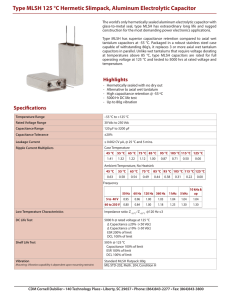 Type MLSH 125 °C Hermetic Slimpack, Aluminum Electrolytic