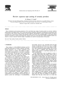 Review: aqueous tape casting of ceramic powders