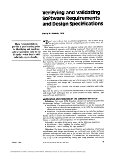 Verifying and validating software requirements and design