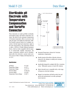 Model F-235 Data Sheet Sterilizable pH Electrode with Temperature