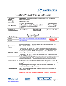 Resistors Product Change Notification