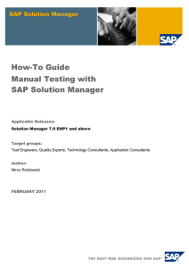 How-To Guide Manual Testing with SAP Solution Manager