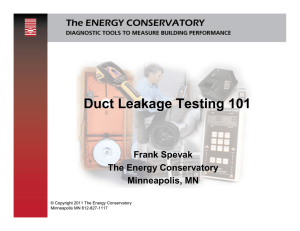 Duct Leakage Testing 101 - The Energy Conservatory