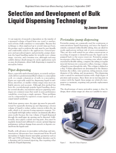 Selection and Development of Bulk Liquid Dispensing