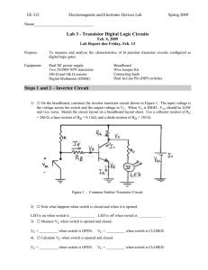 Lab 3 - Transistor Digital Logic Circuits Steps 1 and