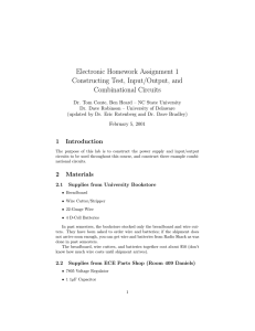 Electronic Homework Assignment 1 Constructing Test, Input/Output