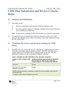 CDM Plan Submission and Review Criteria Rules