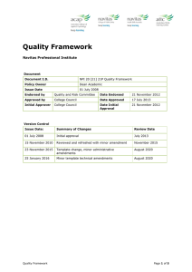 Quality Framework - Navitas College of Public Safety