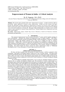 Empowerment of Women in India: A Critical Analysis