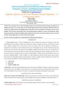 Liquidity Analysis of Selected Pharmaceutical