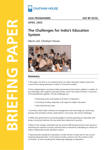 The Challenges for India`s Education System